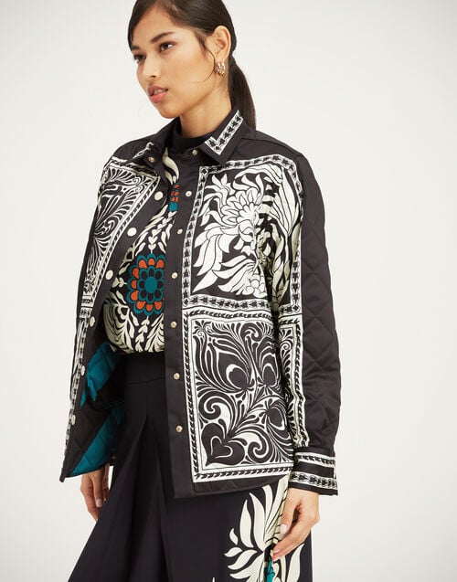 La Doublej Iris Shirt Jacket Mix Tiles Placée Black In Twill