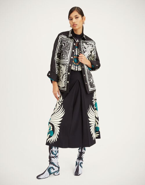 la doublej Iris Shirt Jacket Mix Tiles Placée Black in Twill