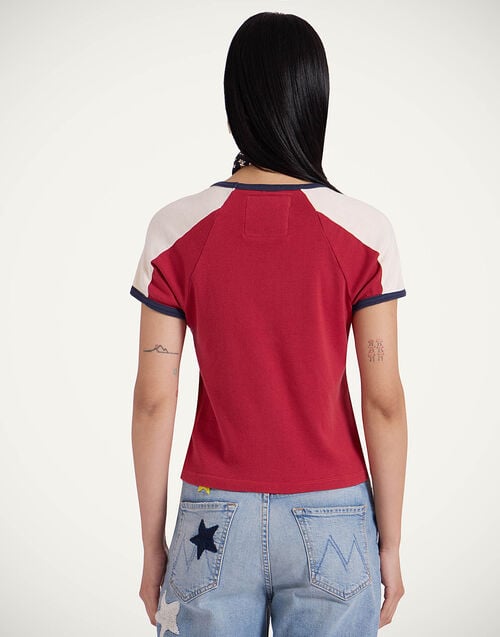 La Doublej Itty Bitty Concert Racer T-Shirt Ciao Mamma Red In Jersey