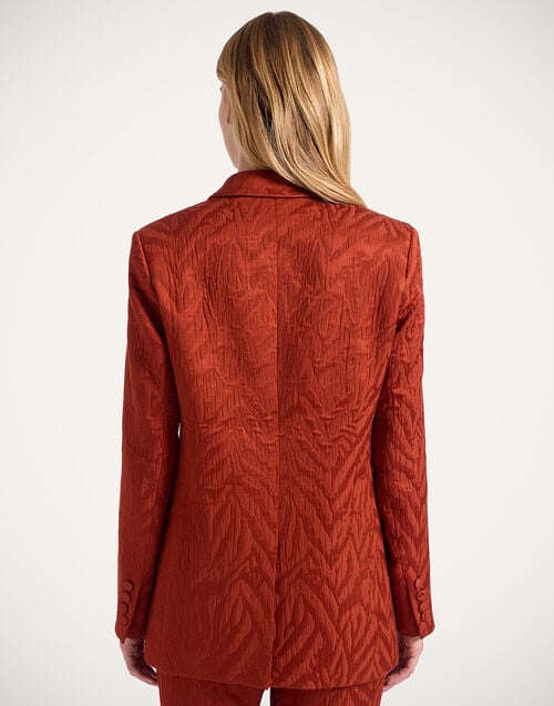 La Doublej Jagger Jacket Animalier Rust In Jacquard Matelassé