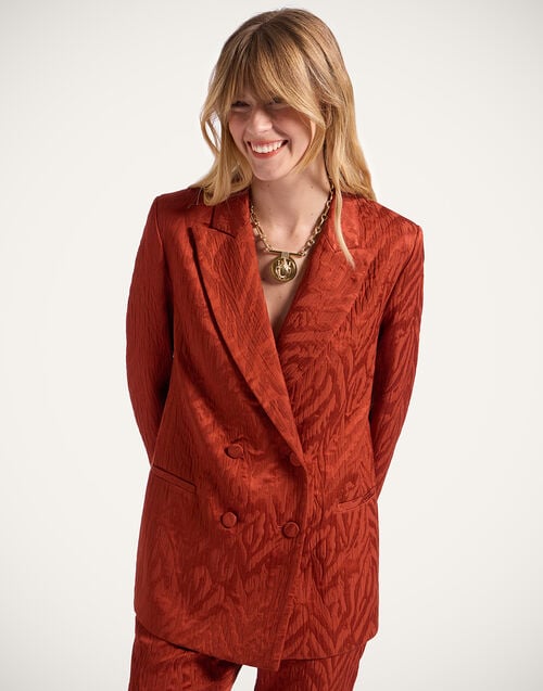 La Doublej Jagger Jacket Animalier Rust In Jacquard Matelassé