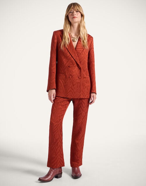 La Doublej Jagger Jacket Animalier Rust In Jacquard Matelassé