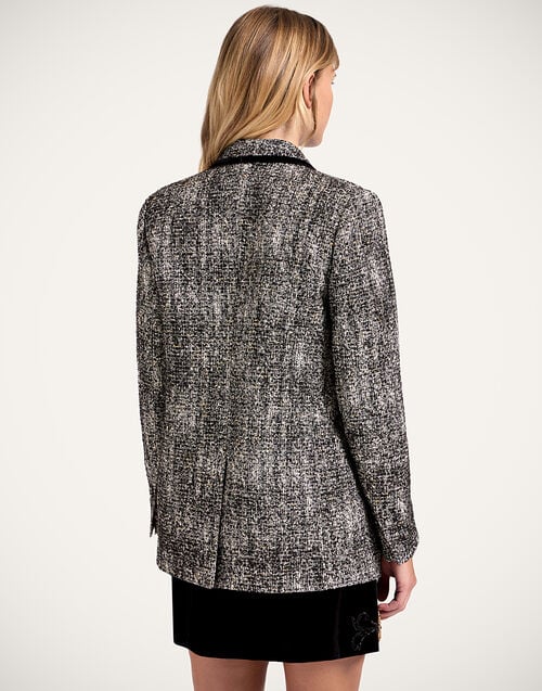La Doublej Jagger Jacket Solid Black & White In Viscose Mix