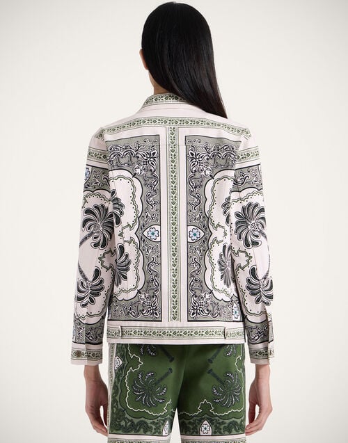 La Doublej JJ Jean Jacket Mirage Placée Green In Cotton Drill