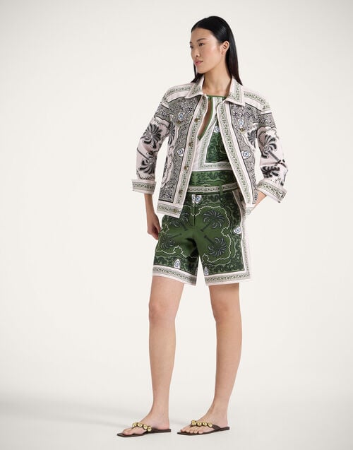 La Doublej JJ Jean Jacket Mirage Placée Green In Cotton Drill