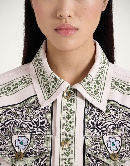 La Doublej JJ Jean Jacket Mirage Placée Green In Cotton Drill