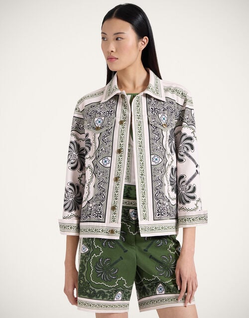 la doublej JJ Jean Jacket Mirage Placée Green in Cotton Drill