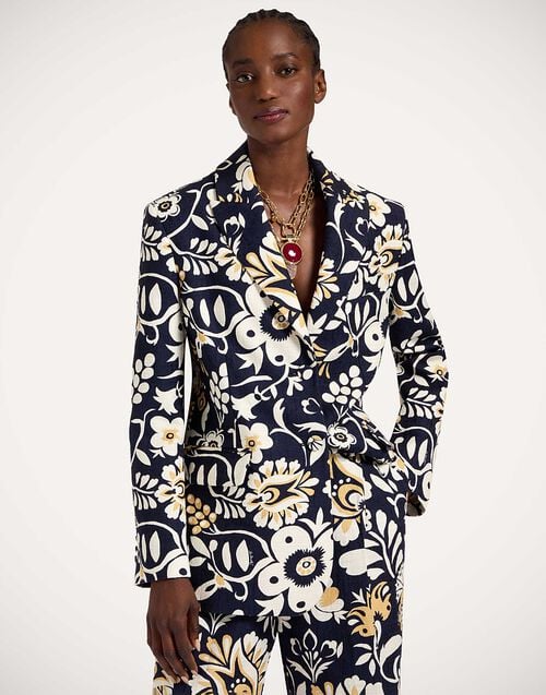 la doublej Jones Jacket Selva Blue in Rustic Cotton