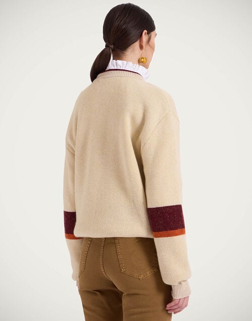 La Doublej Joy Sweater Color Block Beige & Yellow In Wool Cashmere