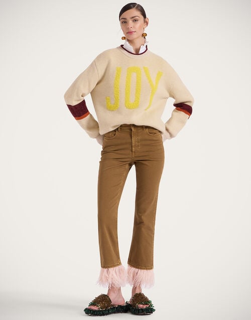 La Doublej Joy Sweater Color Block Beige & Yellow In Wool Cashmere