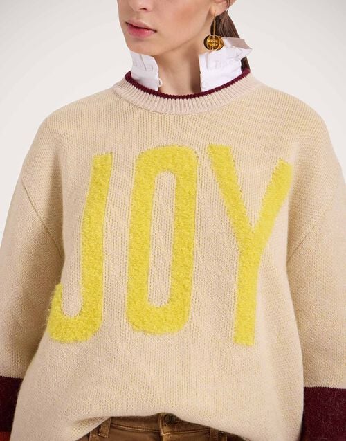 La Doublej Joy Sweater Color Block Beige & Yellow In Wool Cashmere
