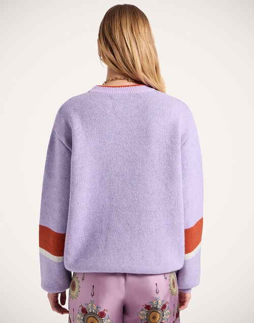 La Doublej Joy Sweater Color Block Lilac & Green In Wool Cashmere