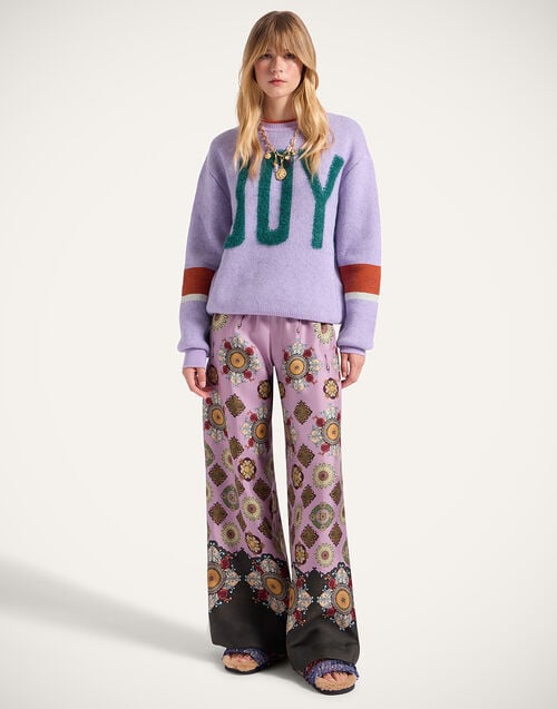 La Doublej Joy Sweater Color Block Lilac & Green In Wool Cashmere