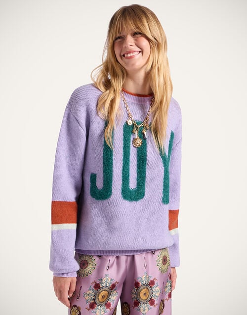 la doublej Joy Sweater Color Block Lilac & Green in Wool Cashmere