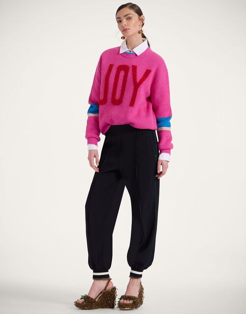 La Doublej Joy Sweater Color Block Pink & Red In Wool Cashmere