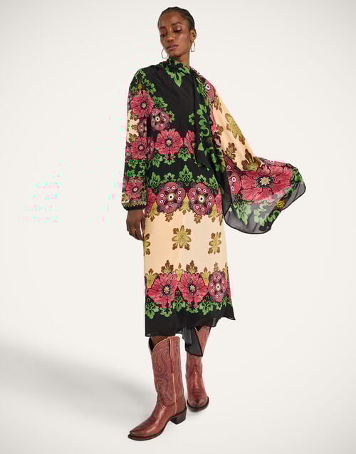 La Doublej Karis Dress Bounty Placée Red In Crepe Marocain