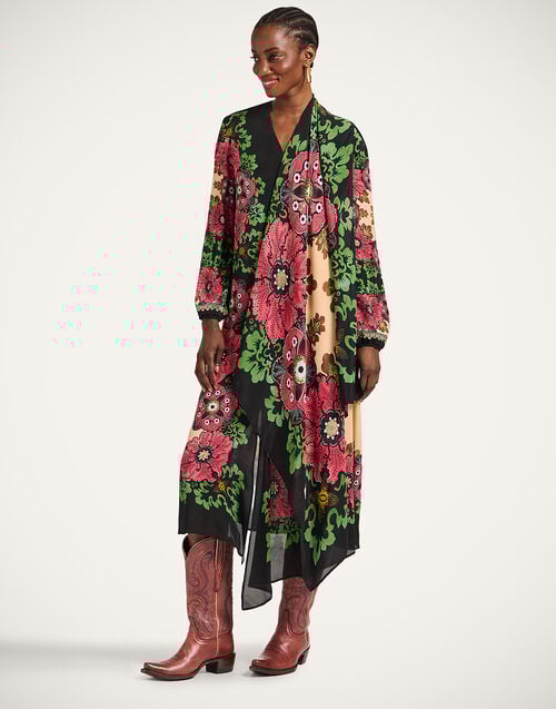 la doublej Karis Dress Bounty Placée Red in Crepe Marocain