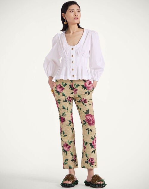 la doublej 24/7 Pants Roses Light Beige in Tweed