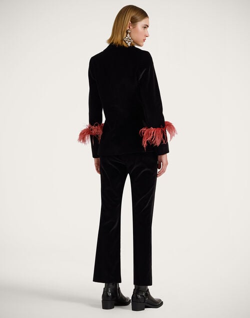 La Doublej 24/7 Pants Solid Black In Cotton Velvet