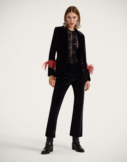 La Doublej 24/7 Pants Solid Black In Cotton Velvet