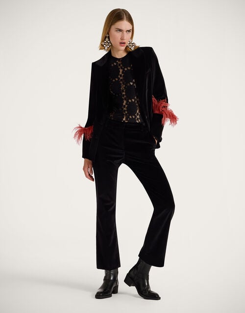 La Doublej 24/7 Pants Solid Black In Cotton Velvet