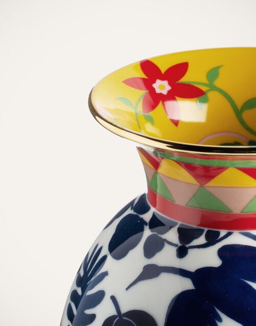 La Doublej Amphora Vase Wildbird Blu In Porcelain