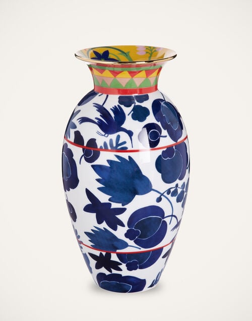 la doublej Amphora Vase Wildbird Blu in Porcelain