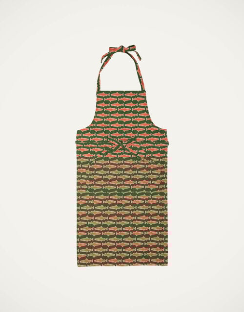 la doublej Apron Como Fish Green in Cotton