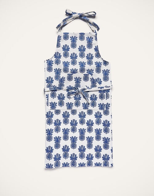 la doublej Apron Pineapple Blu in Cotton