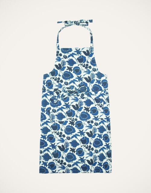 la doublej Apron Wildbird Blu in Cotton