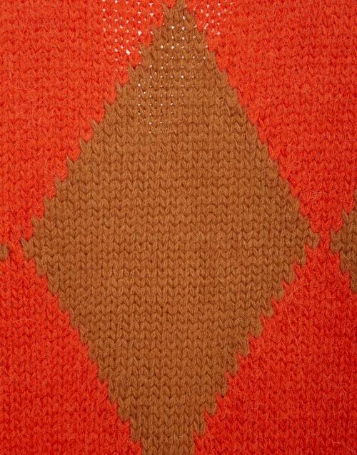 La Doublej Argyle Cardigan Camel & Orange In Wool