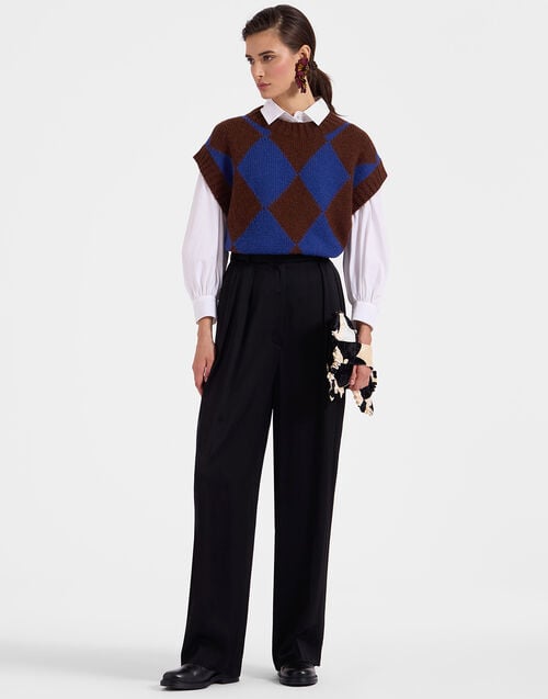 La Doublej Argyle Gilet Black / Green In Wool