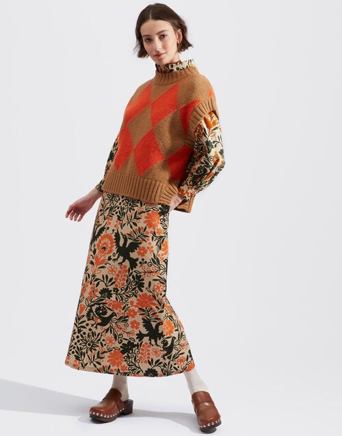 La Doublej Argyle Gilet Camel / Orange In Wool