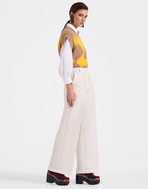 La Doublej Argyle Gilet Camel/Yellow In Wool