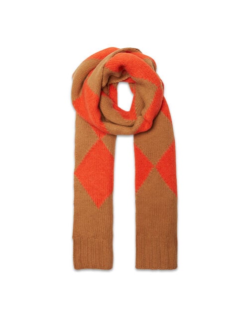 La Doublej Argyle Scarf Camel Orange In Wool