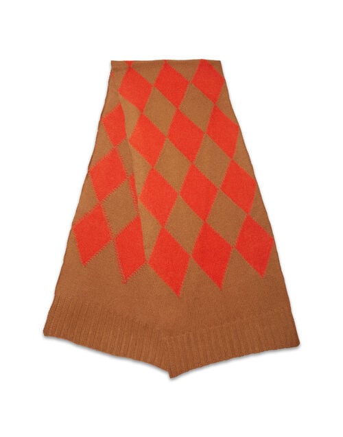 la doublej Argyle Scarf Camel Orange in Wool