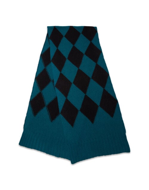 la doublej Argyle Scarf Green / Black in Wool