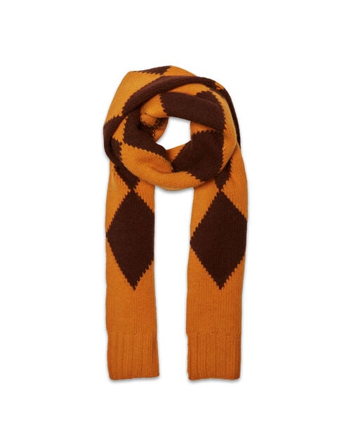 La Doublej Argyle Scarf Yellow / Brown In Wool