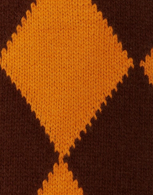 La Doublej Argyle Scarf Yellow / Brown In Wool