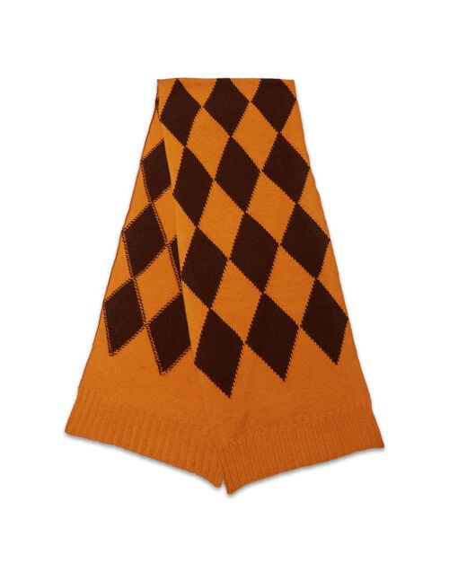 la doublej Argyle Scarf Yellow / Brown in Wool