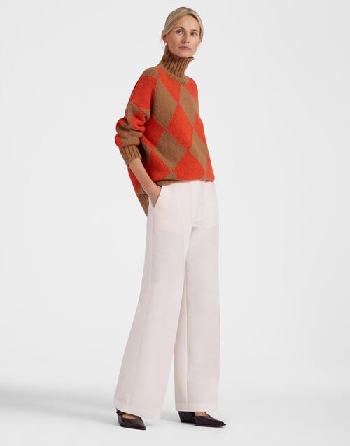 La Doublej Argyle Sweater Camel/Orange In Wool