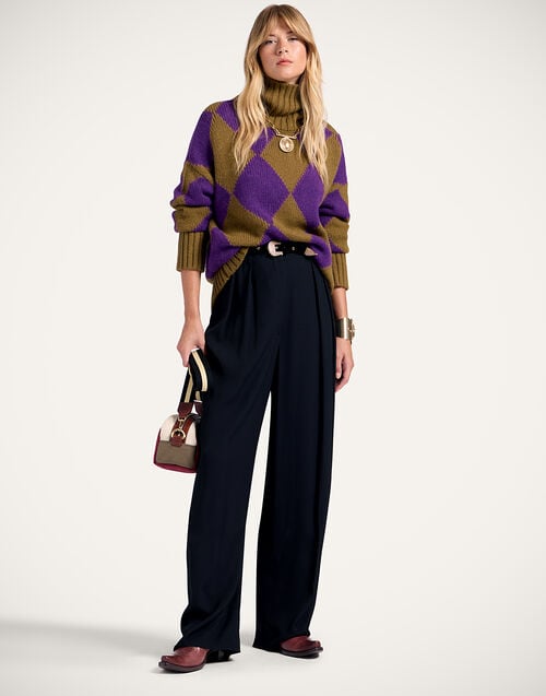 La Doublej Argyle Sweater Green/Purple In Wool