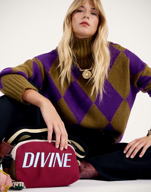 La Doublej Argyle Sweater Green/Purple In Wool