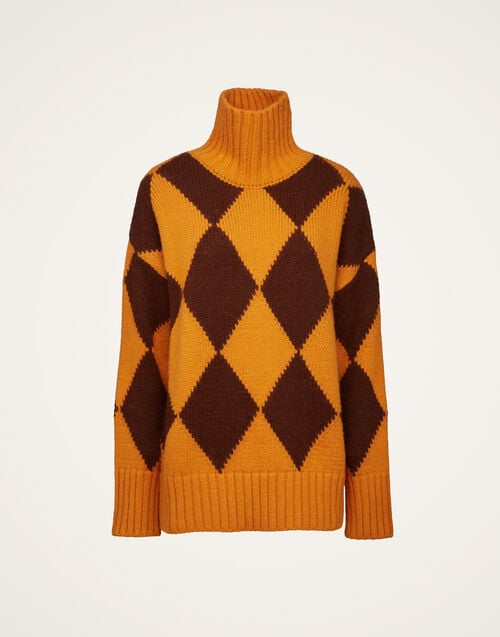 La Doublej Argyle Sweater Yellow / Brown In Wool