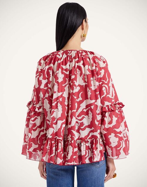 La Doublej Boho Blouse Mamma Red In Cotton Voile