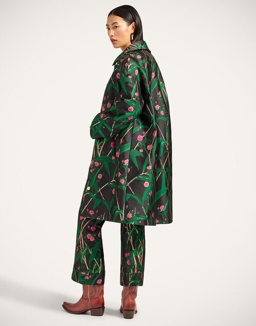 La Doublej Boxy Coat Bamboo Black In Jacquard