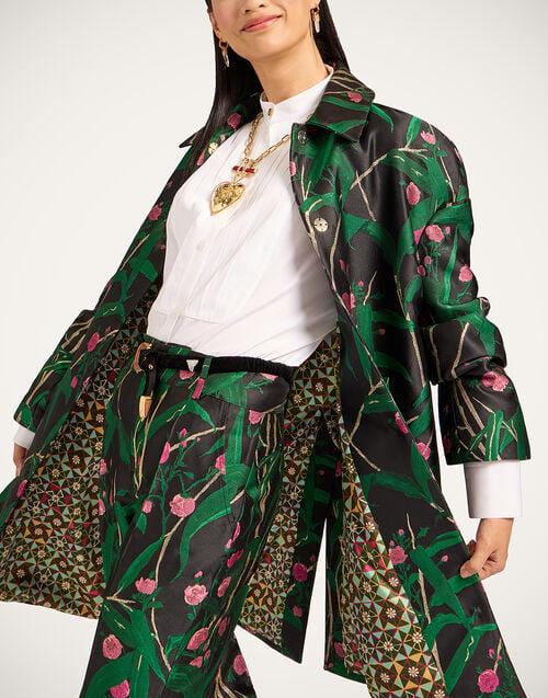 La Doublej Boxy Coat Bamboo Black In Jacquard