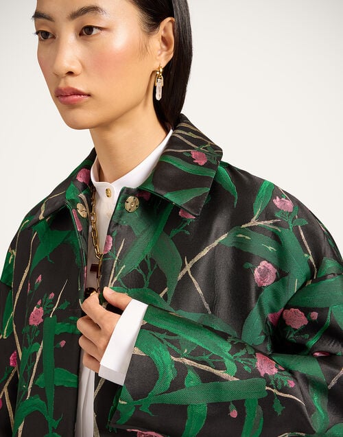 La Doublej Boxy Coat Bamboo Black In Jacquard