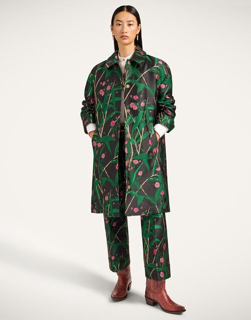 la doublej Boxy Coat Bamboo Black in Jacquard