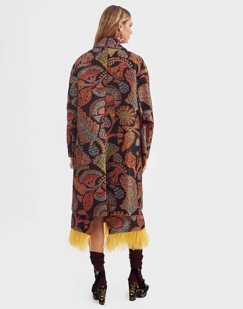 La Doublej Boxy Coat Sicomore Black In Jacquard